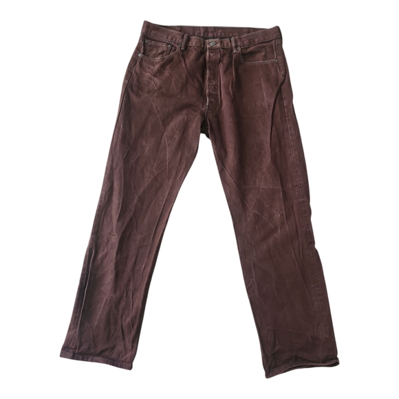 Levi’s 501 Straight Leg Jeans – Men’s 40x34, 100% Cotton, Button Fly, Brown - Picture 1 of 7